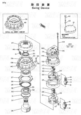 HITACHI Excavators Catalog EX100 9097684 के लिए खुदाई मशीन स्विंग ड्राइव रेड्यूसर