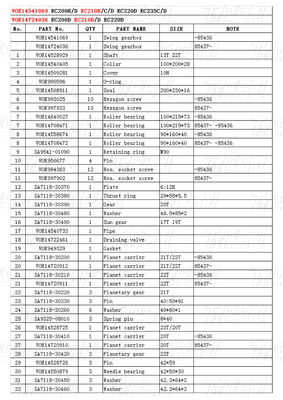 VOE14541069 वोल्वो EC210B कैटलॉग के लिए प्रीमियम स्विंग ड्राइव रिड्यूसर