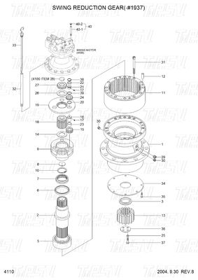 R210-7 Hyundai Excavator स्विंग गियर बॉक्स कैटलॉग 31N6-10150 प्लैनेटरी रिड्यूसर