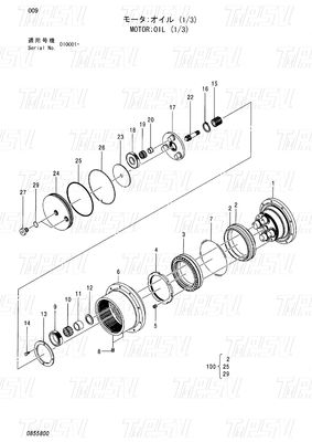 HITACHI EX55UR-3 ZX55UR ZX55UR-HHE खुदाई मशीन यात्रा ड्राइव कैटलॉग 0732201