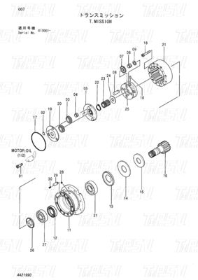 खुदाई मशीन स्विंग ड्राइव पर बोल्ट EX55UR-3 ZX55UR ZX55UR-HHE 4421990 कैटलॉग