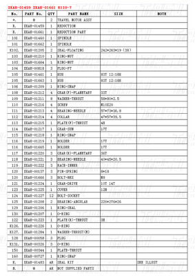 XKAH-01459 XKAH-01661 R110-7 हाइड्रोलिक ट्रैवल मोटर के साथ खुदाई यात्रा ड्राइव कैटलॉग
