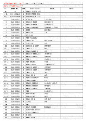 31N6-40041BG पर बोल्ट 31N6-40042BG R110M-7 प्लैनेटरी रिड्यूसर के साथ खुदाई यात्रा ड्राइव कैटलॉग