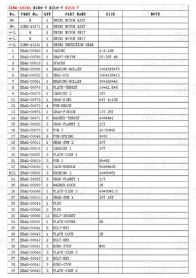 31N6-10181 R215-7 उत्खनन और खनन मशीनों के लिए उत्खनन उपकरण स्विंग ड्राइव सूची