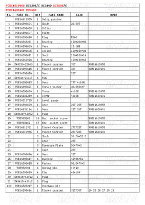 लकड़ी का बॉक्स पैकेजिंग VOE14619955 VOE14630401 EC360B एक्सकेवेटर स्विंग ड्राइव काले रंग के साथ कैटलॉग