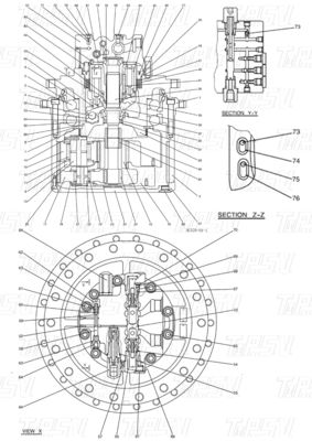 काले रंग LC15V00026F1 SK350-8 उत्खनन अंतिम ड्राइव प्रदर्शन के लिए कैटलॉग भागों