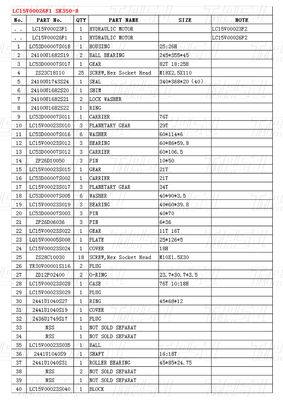 काले रंग LC15V00026F1 SK350-8 उत्खनन अंतिम ड्राइव प्रदर्शन के लिए कैटलॉग भागों