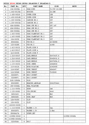 K1003134 DX300 एक्सकेवेटर ट्रैवल ड्राइव कैटलॉग प्लैनेटरी रिड्यूसर के साथ स्टील असेंबली पर बोल्ट