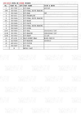 452-6213 E306E खुदाई मशीन यात्रा ड्राइव कैटलॉग बोल्ट-ऑन